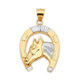 Horse Mens Pendant in 14K Two-Tone Gold