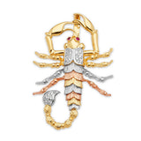 Red & White CZ Scorpion Mens Pendant in 14K Tri-Color Gold