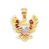 Eagle Mens Pendant in 14K Tri-Color Gold