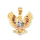 Eagle Mens Pendant in 14K Tri-Color Gold