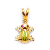 Red CZ Frog Ladies Pendant in 14K Gold