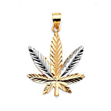 Marijuana Mens Pendant in 14K Two-Tone Gold