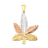 Marijuana Mens Pendant in 14K Tri-Color Gold