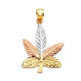 Marijuana Mens Pendant in 14K Tri-Color Gold