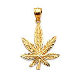 Marijuana Mens Pendant in 14K Gold
