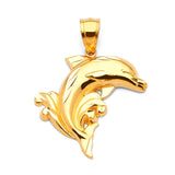 Dolphin Ladies Pendant in 14K Tri-Color Gold