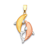 Dolphin Ladies Pendant in 14K Tri-Color Gold