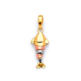 Fish Ladies Pendant in 14K Tri-Color Gold