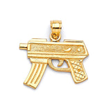 Gun Mens Pendant in 14K Gold
