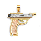 Gun Mens Pendant in 14K Tri-Color Gold