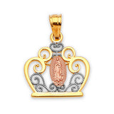 Tiara Quinceañera Pendant in 14K Tri-Color Gold