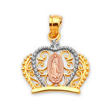 Tiara Quinceañera Pendant in 14K Tri-Color Gold