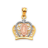 Tiara Quinceañera Pendant in 14K Tri-Color Gold