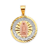 Guadalupe Quinceañera Pendant in 14K Tri-Color Gold