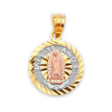 Guadalupe Quinceañera Pendant in 14K Tri-Color Gold