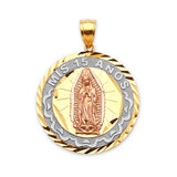 Guadalupe Quinceañera Pendant in 14K Tri-Color Gold