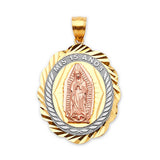 Guadalupe Quinceañera Pendant in 14K Tri-Color Gold