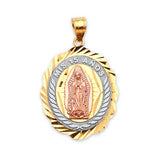 Guadalupe Quinceañera Pendant in 14K Tri-Color Gold