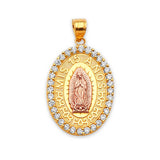 Guadalupe Quinceañera Pendant in 14K Two-Tone Gold