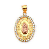 Guadalupe Quinceañera Pendant in 14K Two-Tone Gold