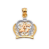 Tiara Quinceañera Pendant in 14K Tri-Color Gold