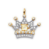 White CZ Tiara Quinceañera Pendant in 14K Two-Tone Gold