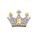 White CZ Tiara Quinceañera Pendant in 14K Two-Tone Gold