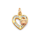 White CZ Symbols Ladies Pendant in 14K Two-Tone Gold
