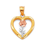 Flower Ladies Pendant in 14K Tri-Color Gold
