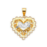 Heart Ladies Pendant in 14K Two-Tone Gold