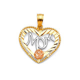 Heart Ladies Pendant in 14K Tri-Color Gold