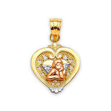 Cupid Ladies Pendant in 14K Tri-Color Gold