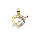White CZ Cupid Ladies Pendant in 14K Two-Tone Gold