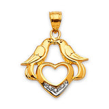 White CZ Dove Ladies Pendant in 14K Gold