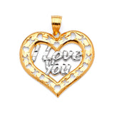 Heart Ladies Pendant in 14K Two-Tone Gold