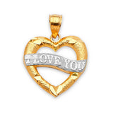 Heart Ladies Pendant in 14K Two-Tone Gold