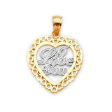 Heart Ladies Pendant in 14K Two-Tone Gold