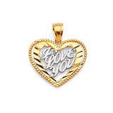 Heart Ladies Pendant in 14K Two-Tone Gold