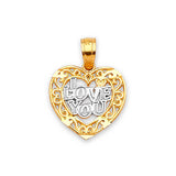 Heart Ladies Pendant in 14K Two-Tone Gold