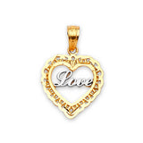 Heart Ladies Pendant in 14K Two-Tone Gold