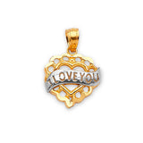 Heart Ladies Pendant in 14K Two-Tone Gold