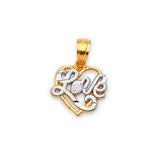 Heart Ladies Pendant in 14K Two-Tone Gold