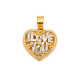 Heart Ladies Pendant in 14K Two-Tone Gold