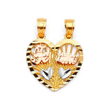 Heart Breakable Ladies Pendant in 14K Tri-Color Gold