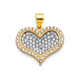 White CZ Heart Ladies Pendant in 14K Two-Tone Gold