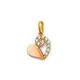 White CZ Heart Ladies Pendant in 14K Two-Tone Gold