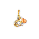 White CZ Heart Ladies Pendant in 14K Two-Tone Gold