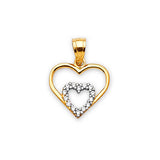 White CZ Heart Ladies Pendant in 14K Two-Tone Gold