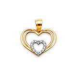 White CZ Heart Ladies Pendant in 14K Two-Tone Gold