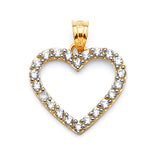 White CZ Heart Ladies Pendant in 14K Two-Tone Gold